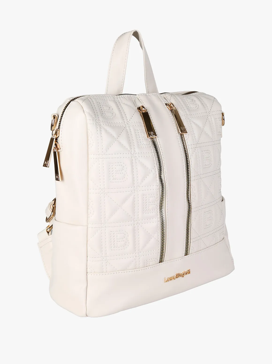 Laura Biagiotti Zaino donna in ecopelle con monogramma - panna