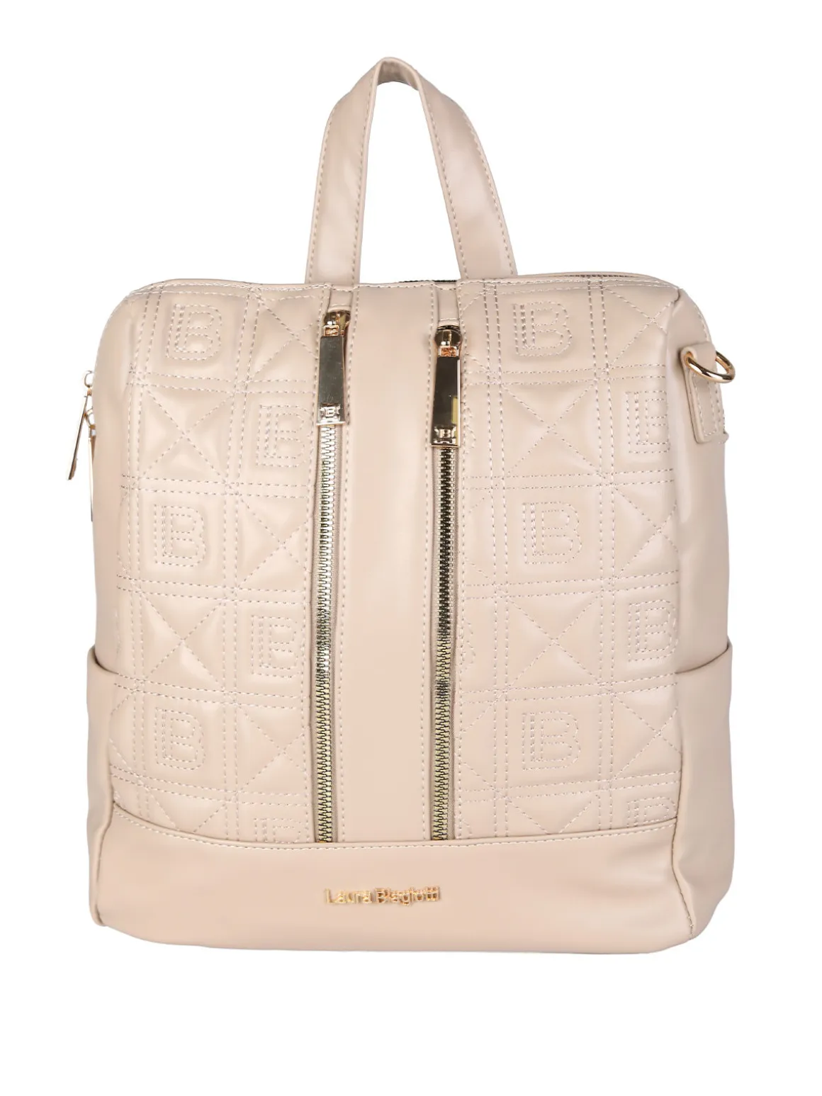 Laura Biagiotti Zaino donna in ecopelle con monogramma - naturale