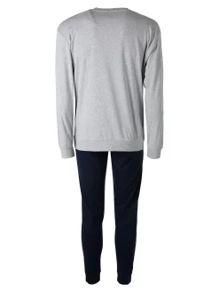 Legea Pigiama lungo da uomo in misto cotone interlock - grigio