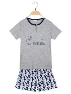 Liabel Pigiama corto in cotone T-shirt + shorts cuori