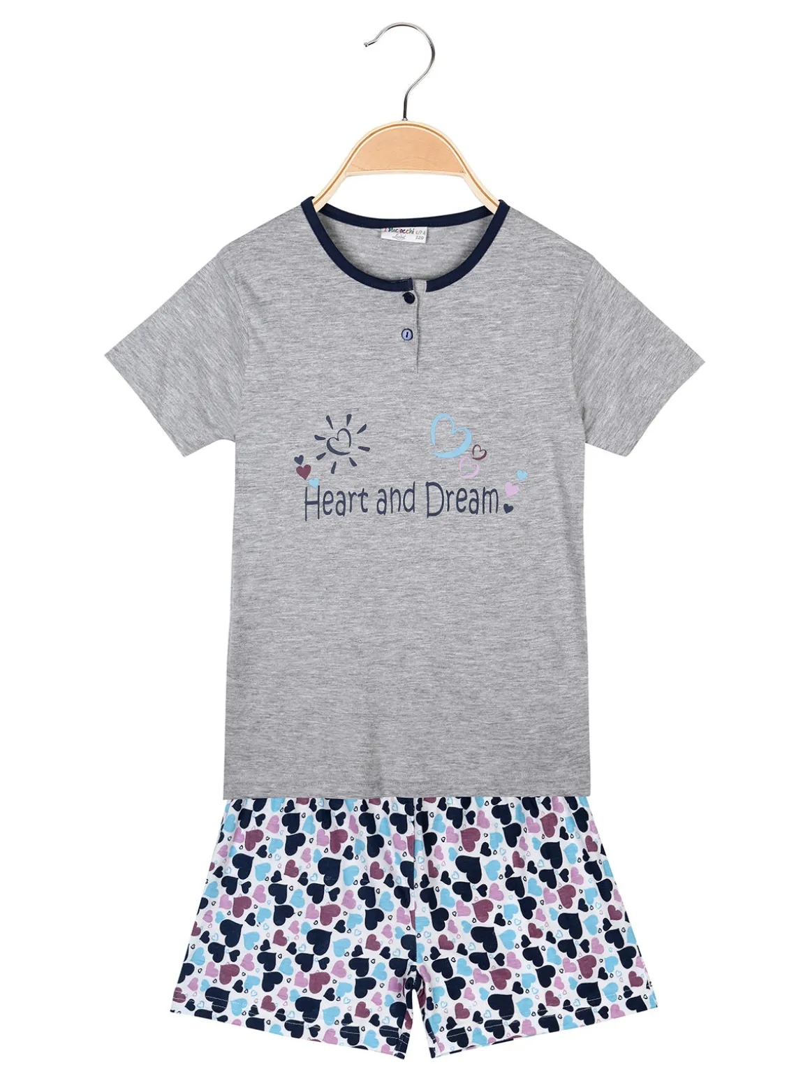 Liabel Pigiama corto in cotone T-shirt + shorts cuori