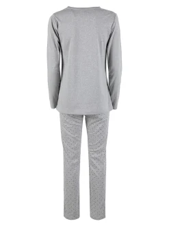 Linea Ambro Pigiama lungo da donna con bottoni - grigio