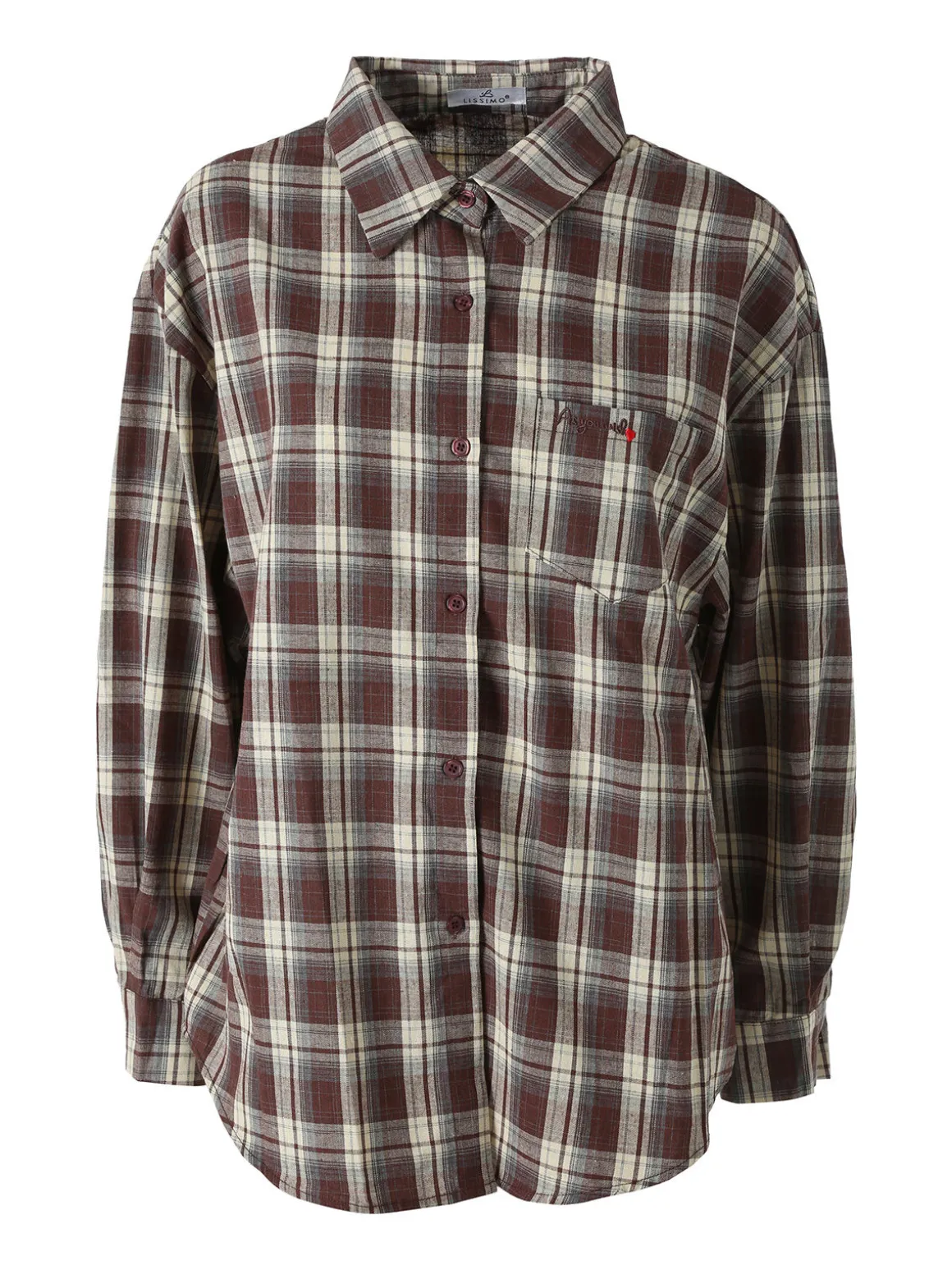 Lissimo Set 2 pezzi camicia oversize a quadri da donna con top coordinato - marrone
