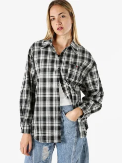 Lissimo Set 2 pezzi camicia oversize a quadri da donna con top coordinato - nero