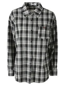 Lissimo Set 2 pezzi camicia oversize a quadri da donna con top coordinato - nero
