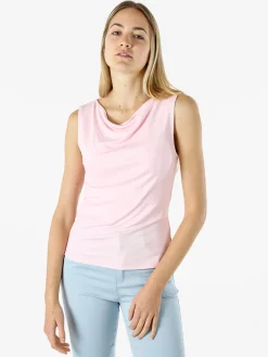 Lissimo Top donna in viscosa con scollo a cascata - rosa