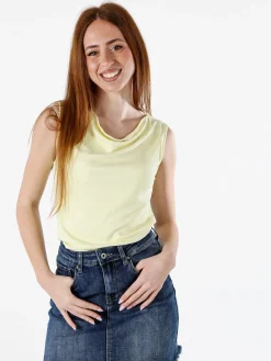 Lissimo Top donna in viscosa con scollo a cascata - giallo