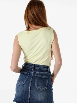 Lissimo Top donna in viscosa con scollo a cascata - giallo