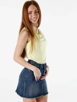 Lissimo Top donna in viscosa con scollo a cascata - giallo