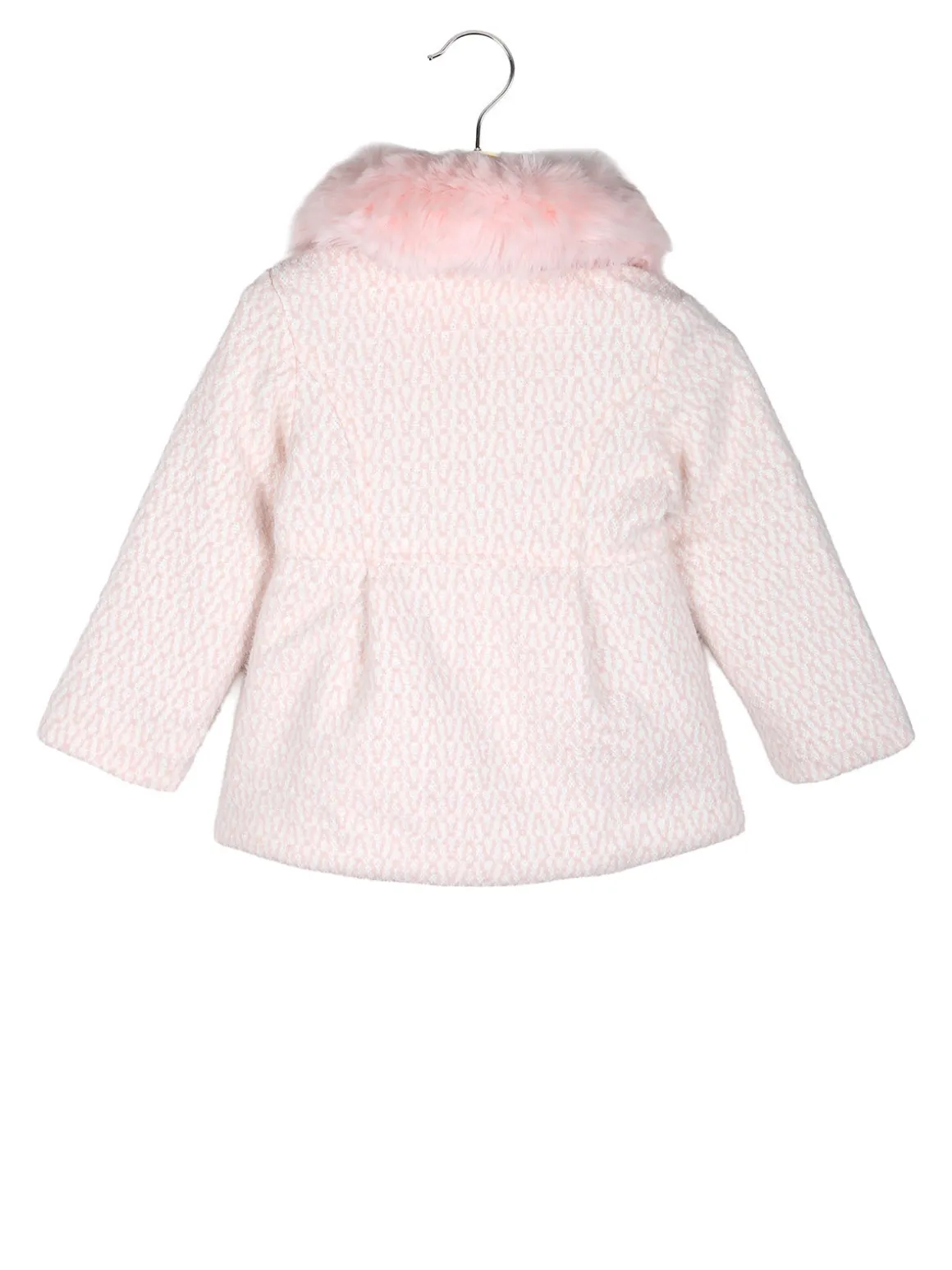 Lollitop Cappotto da neonata con bottoni di perle e scollo in ecopelliccia - rosa