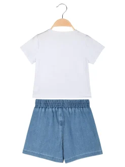Lollitop Completo corto da bambina con t-shirt crop e shorts in jeans