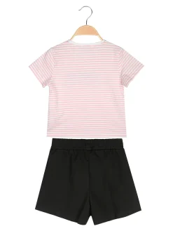 Lollitop Completo corto da bambina con t-shirt rigata con strass e shorts
