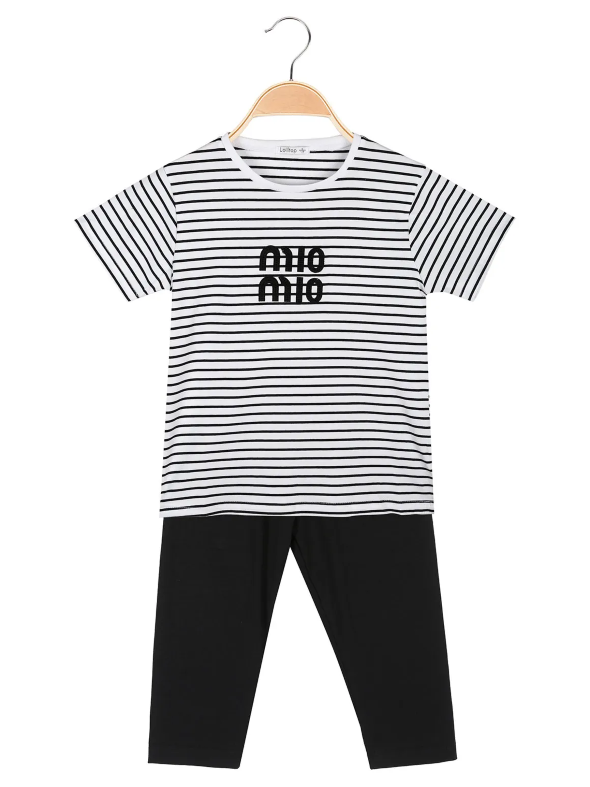 Lollitop Completo da ragazza con t-shirt rigata e leggings a pinocchietto