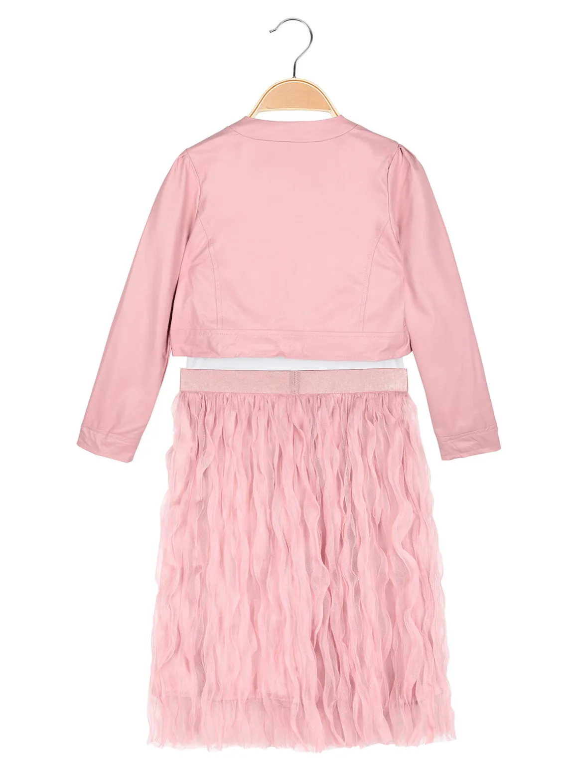 Lollitop Completo 3 pezzi da bambina con giacchino in ecopelle e gonna in tulle