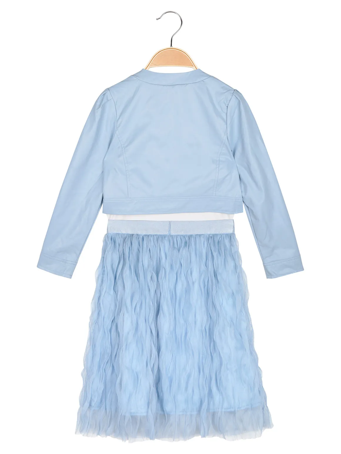 Lollitop Completo 3 pezzi da bambina con giacchino in ecopelle e gonna in tulle