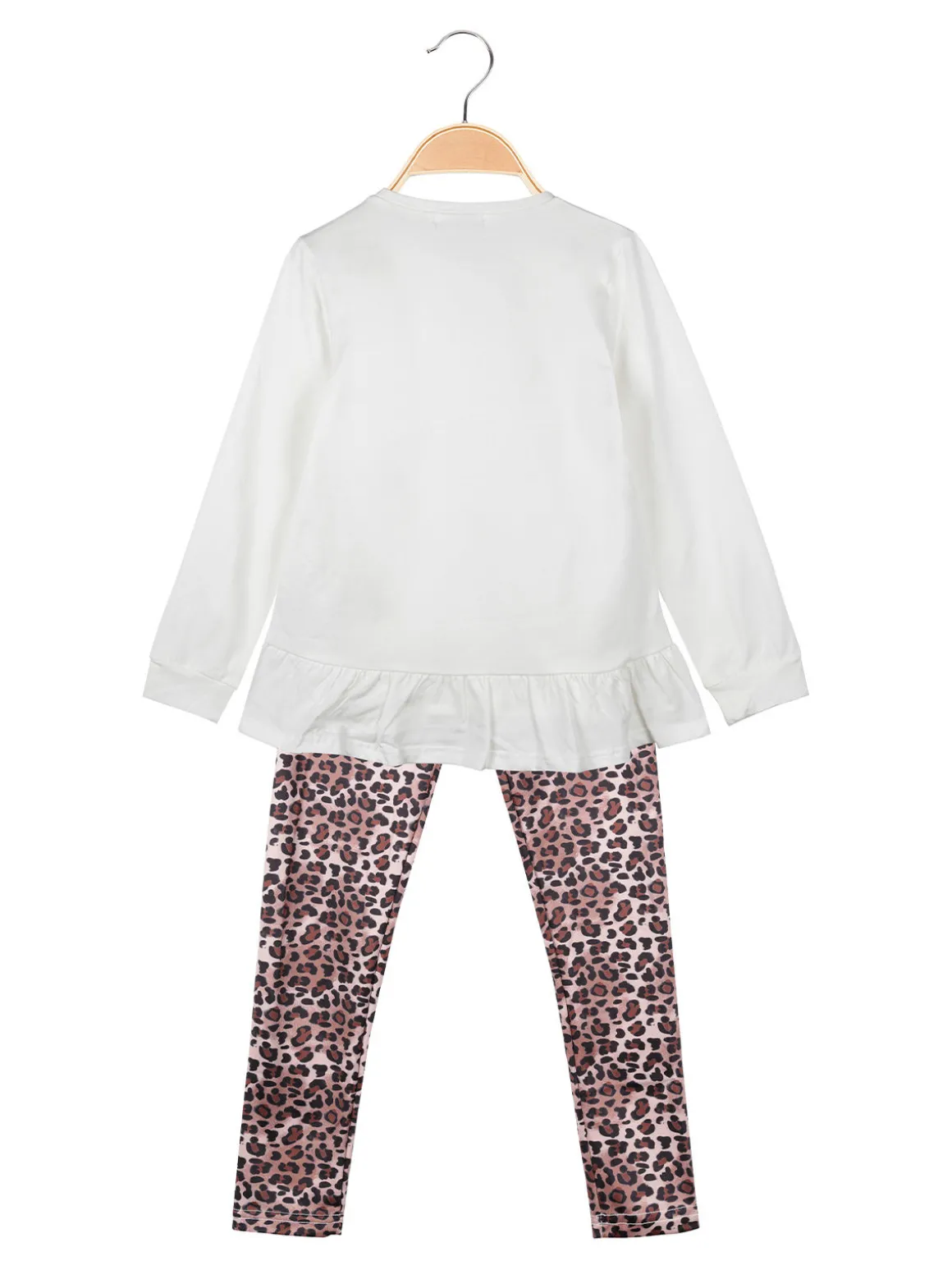 Lollitop Completo 2 pezzi da bambina con maglietta e leggings maculati - bianco