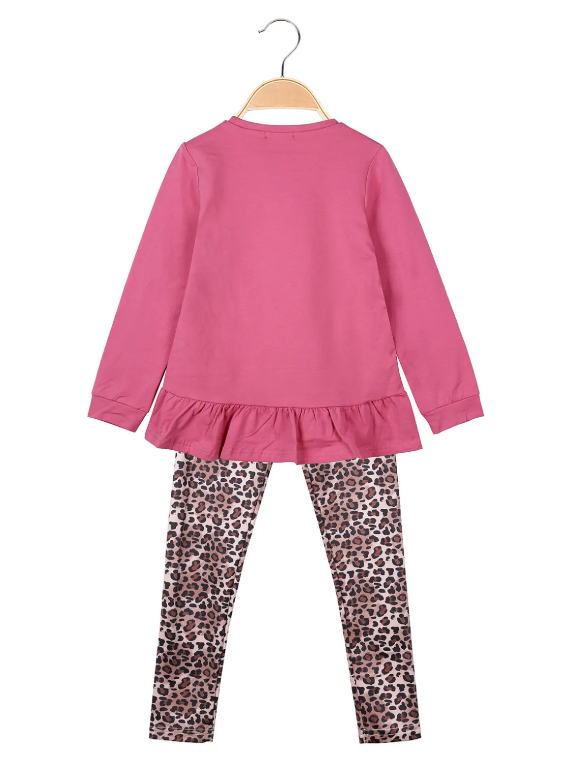 Lollitop Completo 2 pezzi da bambina con maglietta e leggings maculati - fuxia