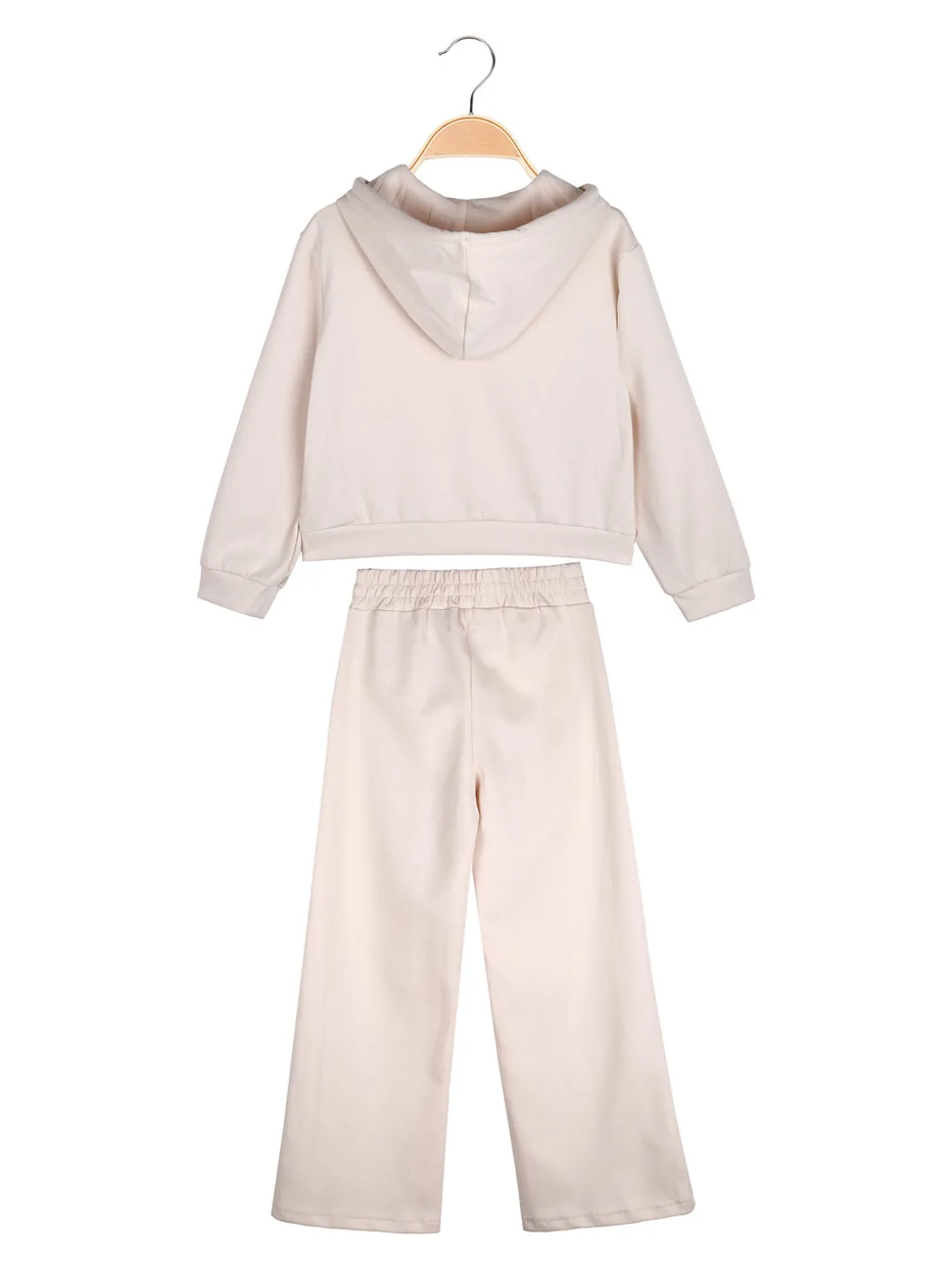 Lollitop Completo 2 pezzi da ragazza con cappuccio e pantaloni a gamba larga - beige