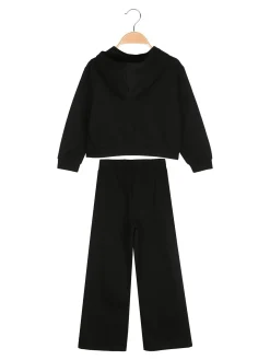 Lollitop Completo 2 pezzi da ragazza con cappuccio e pantaloni a gamba larga - nero