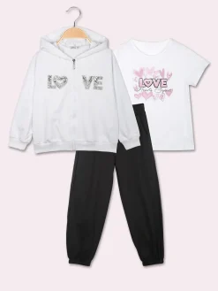 Lollitop Completo tuta da bambina 3 pezzi con cappuccio e zip