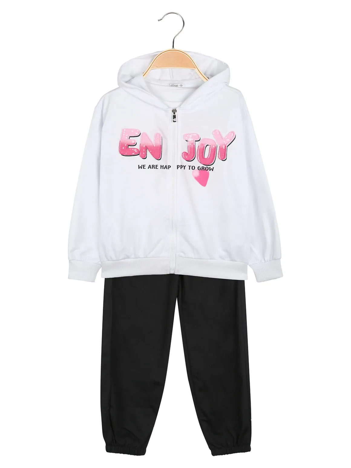 Lollitop Completo tuta da bambina 3 pezzi con cappuccio e zip - bianco