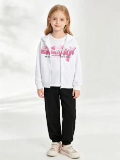 Lollitop Completo tuta da bambina 3 pezzi con cappuccio e zip - bianco