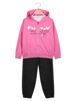 Lollitop Completo tuta da bambina 3 pezzi con cappuccio e zip - fucsia