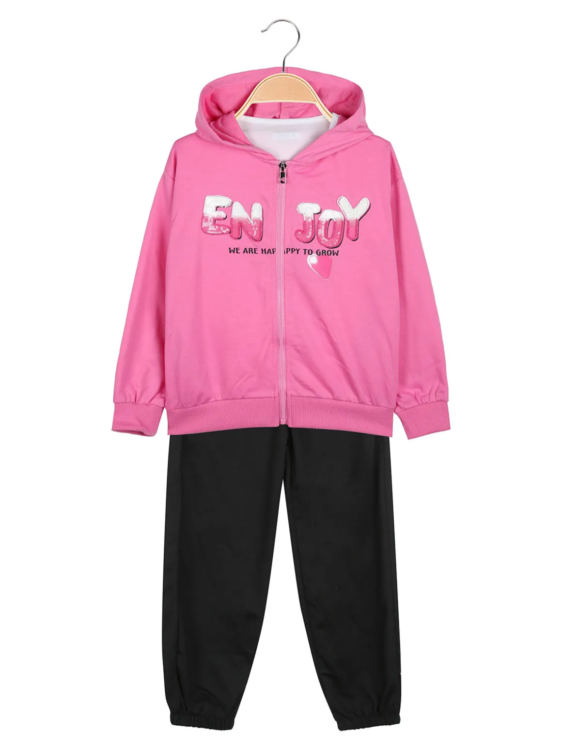 Lollitop Completo tuta da bambina 3 pezzi con cappuccio e zip - fucsia