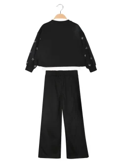 Lollitop Completo tuta da bambina 3 pezzi con pantaloni a gamba larga - nero
