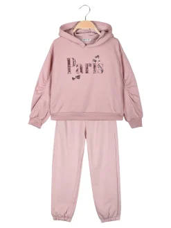 Lollitop Completo tuta 2 pezzi da bambina con cappuccio - rosa