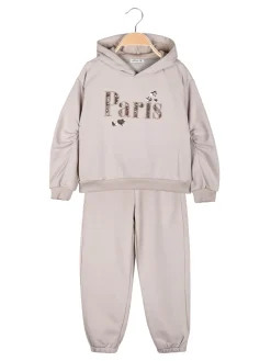 Lollitop Completo tuta 2 pezzi da bambina con cappuccio - beige