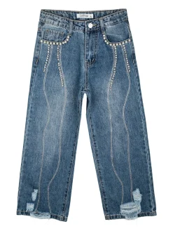 Lollitop Jeans da bambina con perle e strass