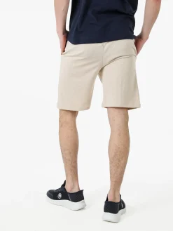 Lonsdale Bermuda sportivi da uomo in misto cotone con coulisse e logo - beige