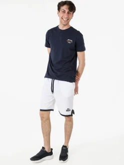 Lonsdale Bermuda sportivi da uomo in cotone con logo - bianco