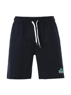 Lonsdale Bermuda sportivi da uomo in misto cotone con coulisse e logo - blu scuro
