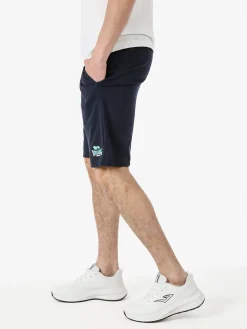 Lonsdale Bermuda sportivi da uomo in misto cotone con coulisse e logo - blu scuro