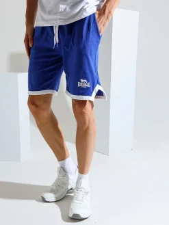 Lonsdale Bermuda sportivi da uomo in cotone con logo - blu