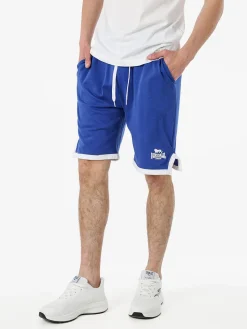 Lonsdale Bermuda sportivi da uomo in cotone con logo - blu