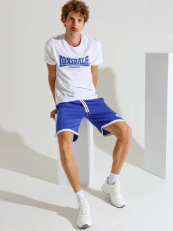 Lonsdale Bermuda sportivi da uomo in cotone con logo - blu