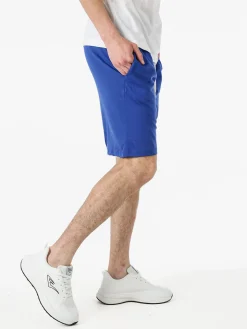Lonsdale Bermuda sportivi da uomo in misto cotone con coulisse e logo - blu