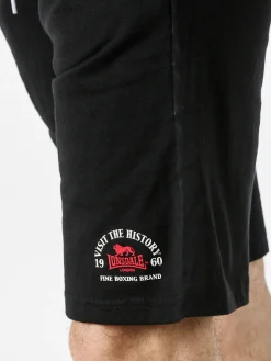 Lonsdale Bermuda sportivi da uomo con logo e coulisse - nero