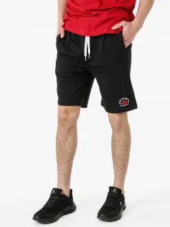 Lonsdale Bermuda sportivi da uomo con logo e coulisse - nero