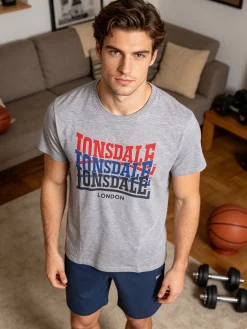 Lonsdale Completo corto da uomo in cotone con scritte