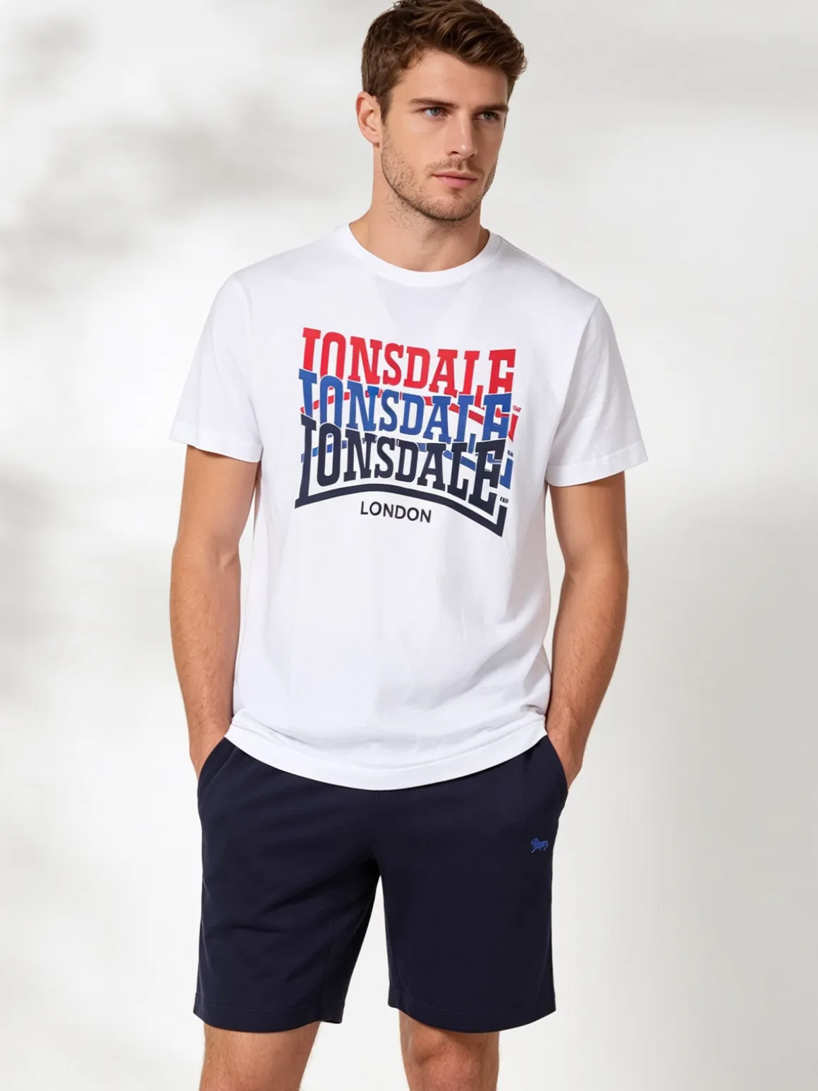 Lonsdale Completo corto da uomo in cotone con scritte