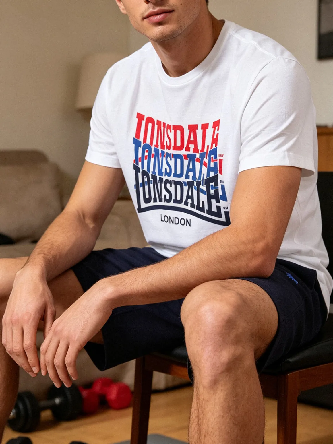 Lonsdale Completo corto da uomo in cotone con scritte