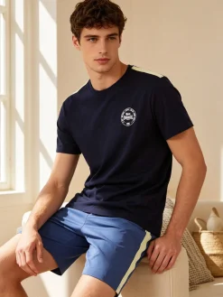 Lonsdale Completo corto da uomo in cotone - blu scuro
