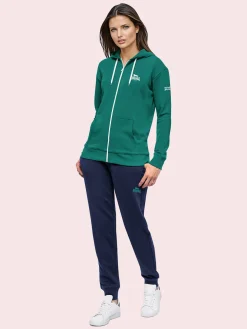 Lonsdale Completo tuta da donna con cappuccio e zip - verde