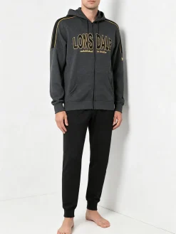 Lonsdale Completo tuta da uomo 2 pezzi con zip intera e stampa logo - grigio scuro