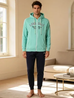 Lonsdale Completo tuta da uomo full zip con cappuccio - acqua marina