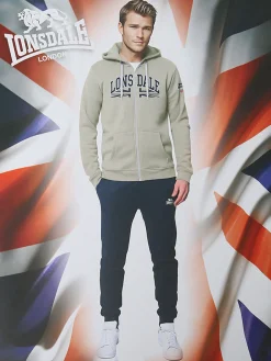 Lonsdale Completo tuta da uomo 2 pezzi con cappuccio e zip - naturale